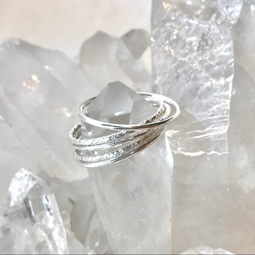 Set of 5 Delicate Sterling Silver Rings
